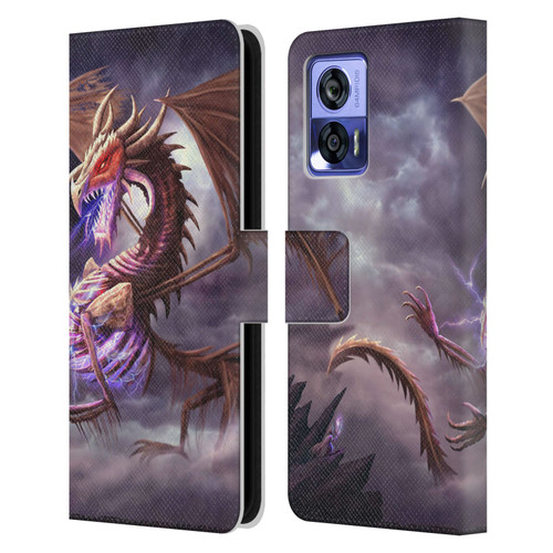Anthony Christou Fantasy Art Bone Dragon Leather Book Wallet Case Cover For Motorola Edge 30 Neo 5G
