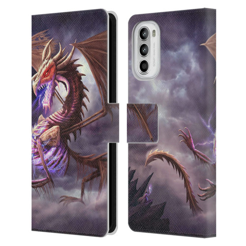 Anthony Christou Fantasy Art Bone Dragon Leather Book Wallet Case Cover For Motorola Moto G52