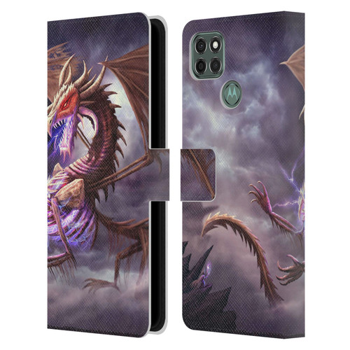 Anthony Christou Fantasy Art Bone Dragon Leather Book Wallet Case Cover For Motorola Moto G9 Power