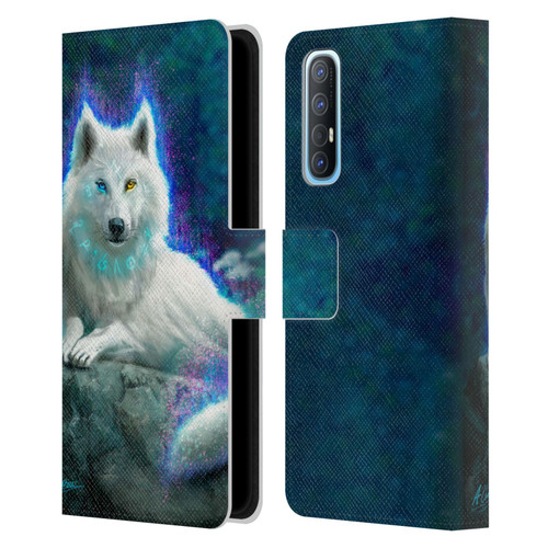 Anthony Christou Fantasy Art White Wolf Leather Book Wallet Case Cover For OPPO Find X2 Neo 5G