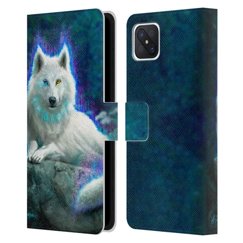 Anthony Christou Fantasy Art White Wolf Leather Book Wallet Case Cover For OPPO Reno4 Z 5G