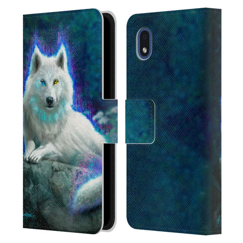 Anthony Christou Fantasy Art White Wolf Leather Book Wallet Case Cover For Samsung Galaxy A01 Core (2020)