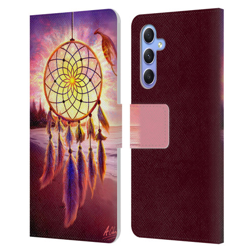 Anthony Christou Fantasy Art Beach Dragon Dream Catcher Leather Book Wallet Case Cover For Samsung Galaxy A34 5G