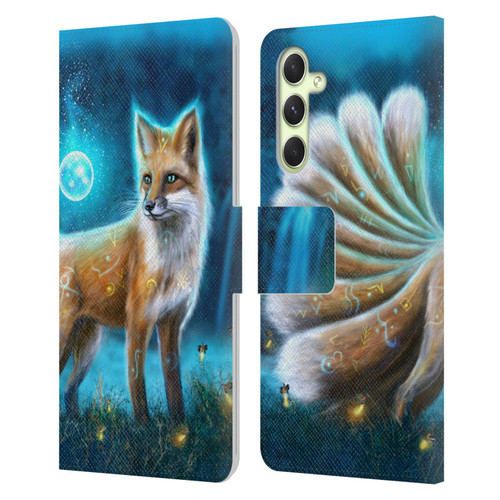 Anthony Christou Fantasy Art Magic Fox In Moonlight Leather Book Wallet Case Cover For Samsung Galaxy A54 5G