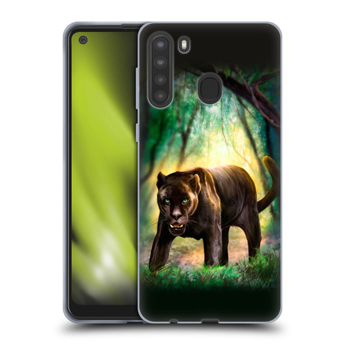 Anthony Christou Fantasy Art Black Panther Soft Gel Case for Samsung Galaxy A21 (2020)