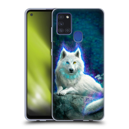 Anthony Christou Fantasy Art White Wolf Soft Gel Case for Samsung Galaxy A21s (2020)