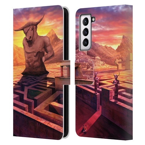 Anthony Christou Fantasy Art Minotaur In Labyrinth Leather Book Wallet Case Cover For Samsung Galaxy S21 5G