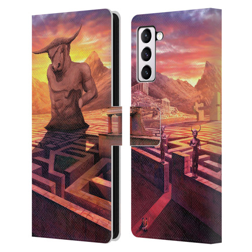 Anthony Christou Fantasy Art Minotaur In Labyrinth Leather Book Wallet Case Cover For Samsung Galaxy S21+ 5G