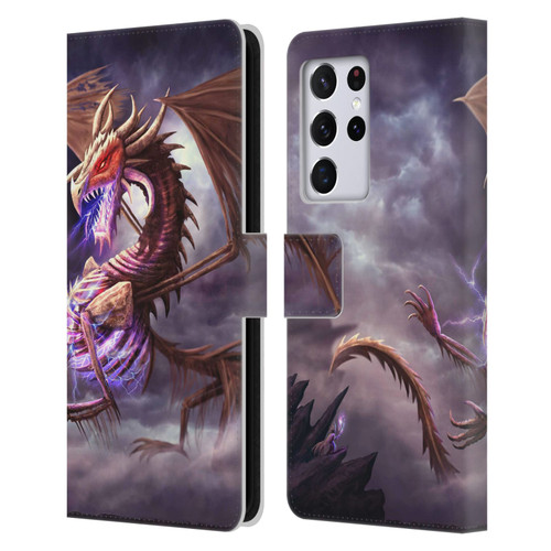 Anthony Christou Fantasy Art Bone Dragon Leather Book Wallet Case Cover For Samsung Galaxy S21 Ultra 5G