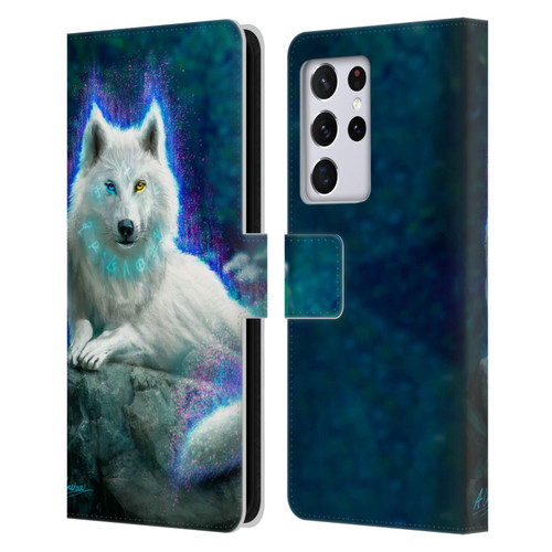 Anthony Christou Fantasy Art White Wolf Leather Book Wallet Case Cover For Samsung Galaxy S21 Ultra 5G