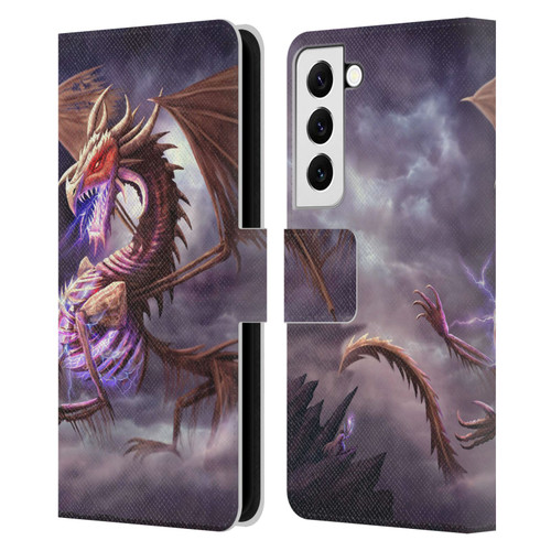 Anthony Christou Fantasy Art Bone Dragon Leather Book Wallet Case Cover For Samsung Galaxy S22 5G