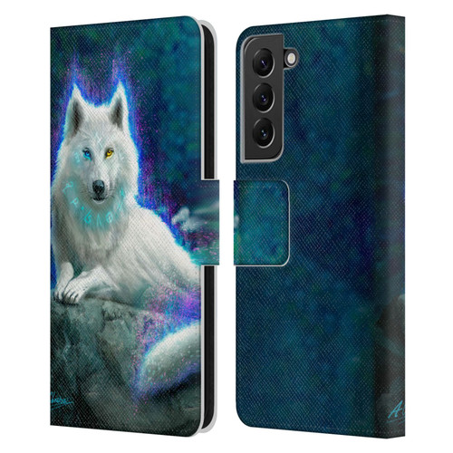 Anthony Christou Fantasy Art White Wolf Leather Book Wallet Case Cover For Samsung Galaxy S22+ 5G