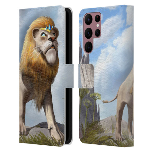 Anthony Christou Fantasy Art King Of Lions Leather Book Wallet Case Cover For Samsung Galaxy S22 Ultra 5G