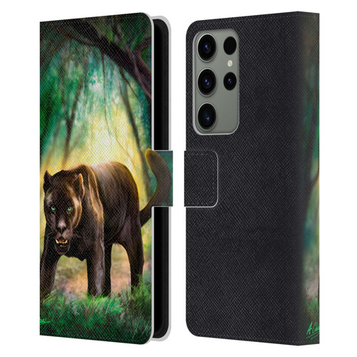 Anthony Christou Fantasy Art Black Panther Leather Book Wallet Case Cover For Samsung Galaxy S23 Ultra 5G