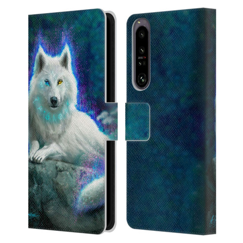Anthony Christou Fantasy Art White Wolf Leather Book Wallet Case Cover For Sony Xperia 1 IV