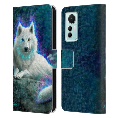 Anthony Christou Fantasy Art White Wolf Leather Book Wallet Case Cover For Xiaomi 12 Lite