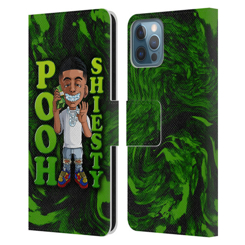 Pooh Shiesty Graphics Green Leather Book Wallet Case Cover For Apple iPhone 12 / iPhone 12 Pro