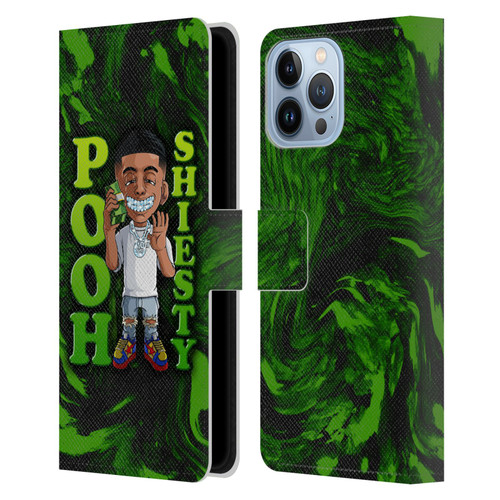 Pooh Shiesty Graphics Green Leather Book Wallet Case Cover For Apple iPhone 13 Pro Max