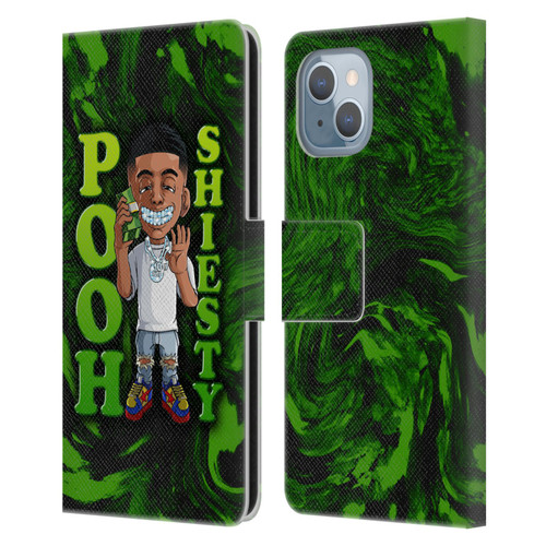 Pooh Shiesty Graphics Green Leather Book Wallet Case Cover For Apple iPhone 14