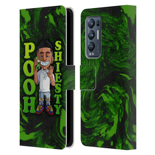 Pooh Shiesty Graphics Green Leather Book Wallet Case Cover For OPPO Find X3 Neo / Reno5 Pro+ 5G