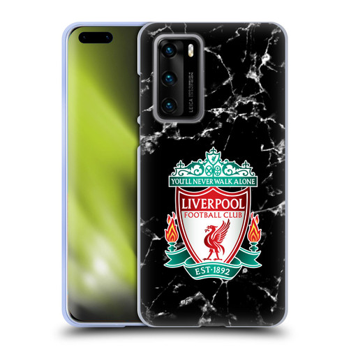 Liverpool Football Club Marble Black Crest Soft Gel Case for Huawei P40 5G