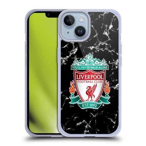 Liverpool Football Club Marble Black Crest Soft Gel Case for Apple iPhone 14
