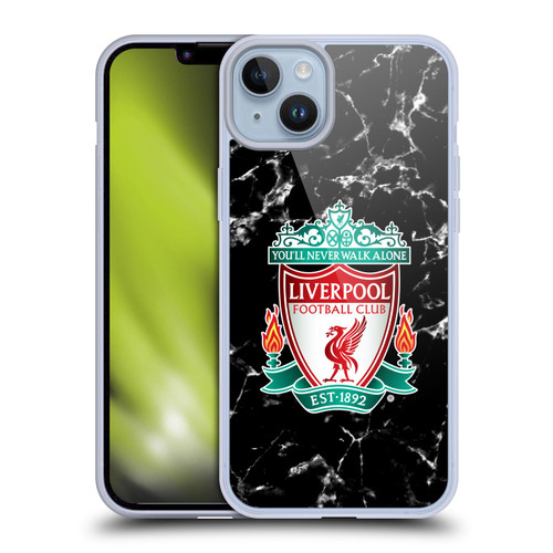 Liverpool Football Club Marble Black Crest Soft Gel Case for Apple iPhone 14 Plus