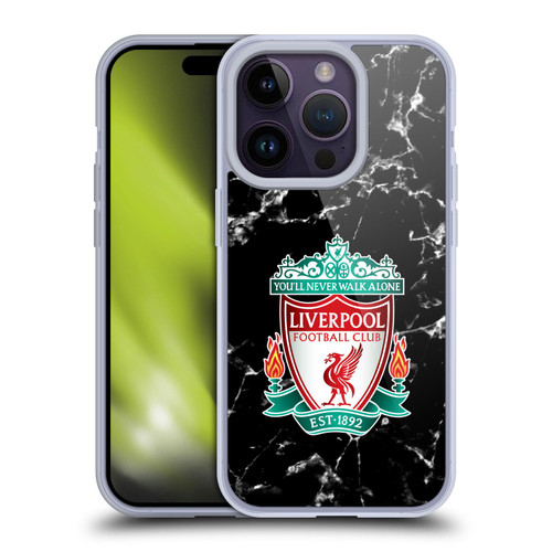 Liverpool Football Club Marble Black Crest Soft Gel Case for Apple iPhone 14 Pro