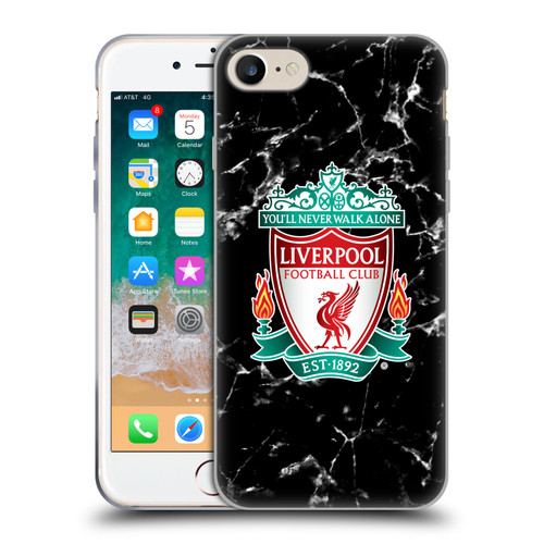 Liverpool Football Club Marble Black Crest Soft Gel Case for Apple iPhone 7 / 8 / SE 2020 & 2022