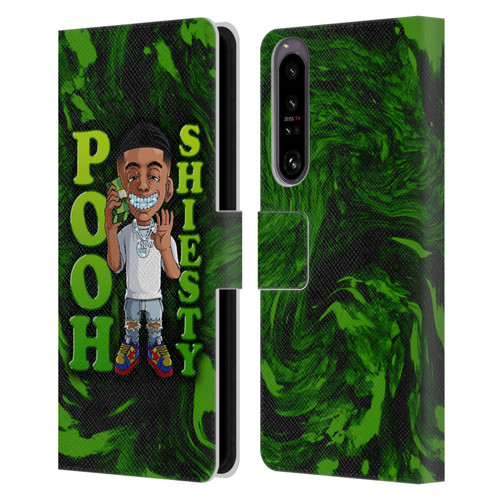 Pooh Shiesty Graphics Green Leather Book Wallet Case Cover For Sony Xperia 1 IV