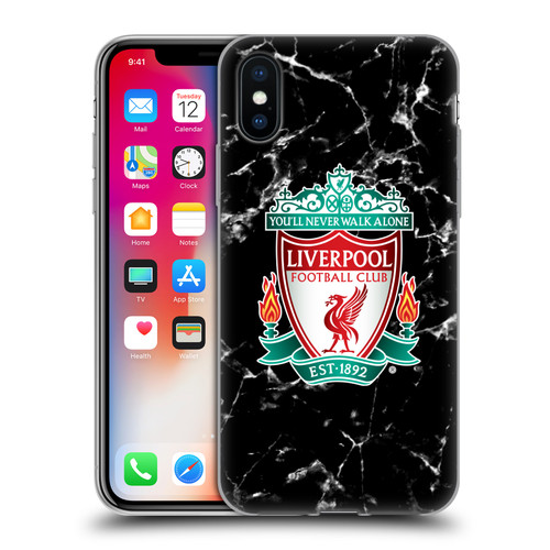 Liverpool Football Club Marble Black Crest Soft Gel Case for Apple iPhone X / iPhone XS
