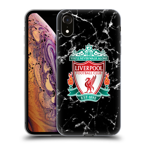 Liverpool Football Club Marble Black Crest Soft Gel Case for Apple iPhone XR