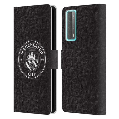 Manchester City Man City FC Badge Black White Mono Leather Book Wallet Case Cover For Huawei P Smart (2021)