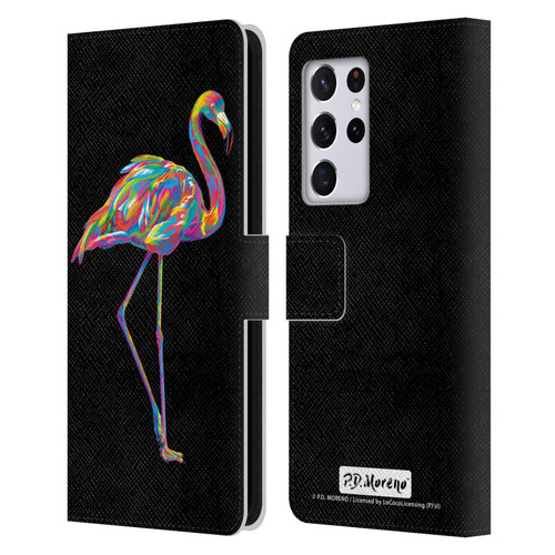 P.D. Moreno Animals Flamingo Leather Book Wallet Case Cover For Samsung Galaxy S21 Ultra 5G