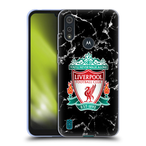 Liverpool Football Club Marble Black Crest Soft Gel Case for Motorola Moto E6s (2020)