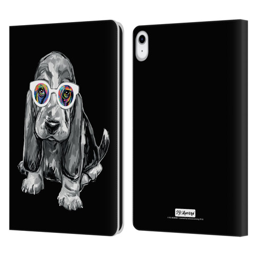 P.D. Moreno Black And White Dogs Basset Hound Leather Book Wallet Case Cover For Apple iPad 10.9 (2022)