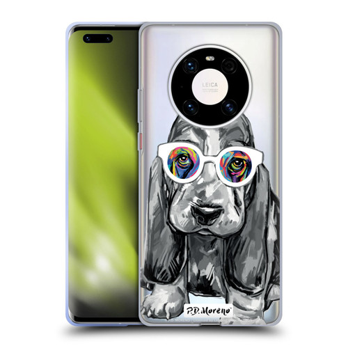 P.D. Moreno Black And White Dogs Basset Hound Soft Gel Case for Huawei Mate 40 Pro 5G