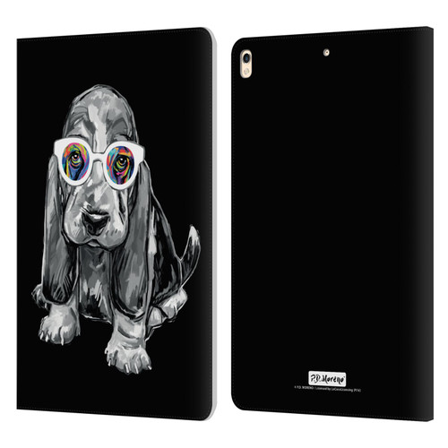 P.D. Moreno Black And White Dogs Basset Hound Leather Book Wallet Case Cover For Apple iPad Pro 10.5 (2017)