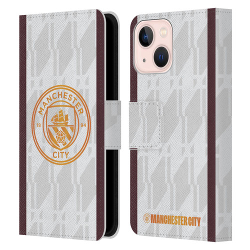 Manchester City Man City FC 2023/24 Badge Kit Away Leather Book Wallet Case Cover For Apple iPhone 13 Mini