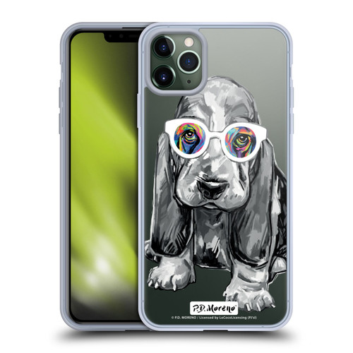 P.D. Moreno Black And White Dogs Basset Hound Soft Gel Case for Apple iPhone 11 Pro Max