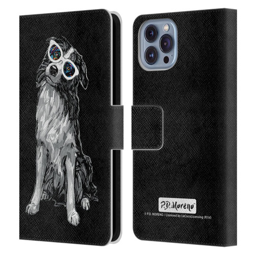 P.D. Moreno Black And White Dogs Border Collie Leather Book Wallet Case Cover For Apple iPhone 14