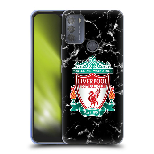 Liverpool Football Club Marble Black Crest Soft Gel Case for Motorola Moto G50