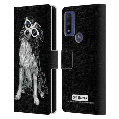 P.D. Moreno Black And White Dogs Border Collie Leather Book Wallet Case Cover For Motorola G Pure