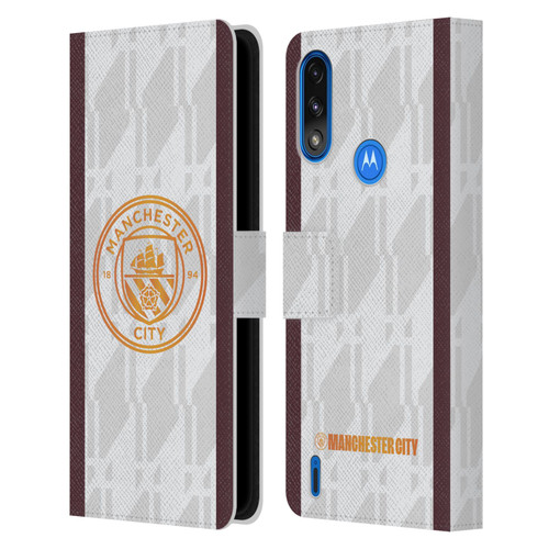 Manchester City Man City FC 2023/24 Badge Kit Away Leather Book Wallet Case Cover For Motorola Moto E7 Power / Moto E7i Power