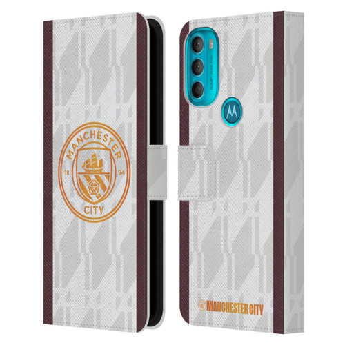 Manchester City Man City FC 2023/24 Badge Kit Away Leather Book Wallet Case Cover For Motorola Moto G71 5G