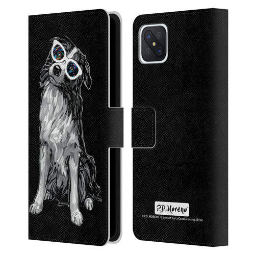 P.D. Moreno Black And White Dogs Border Collie Leather Book Wallet Case Cover For OPPO Reno4 Z 5G