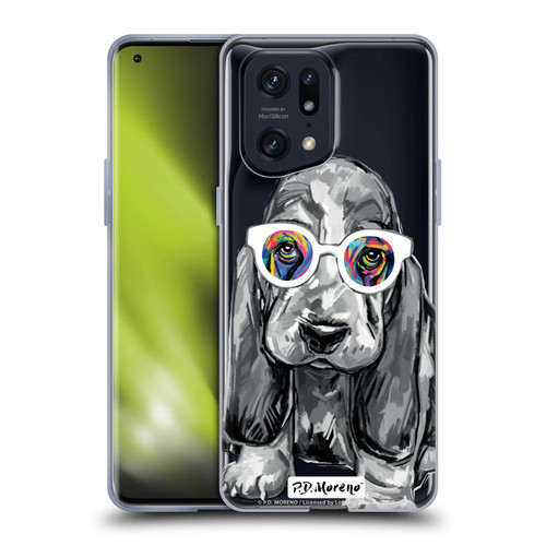 P.D. Moreno Black And White Dogs Basset Hound Soft Gel Case for OPPO Find X5 Pro