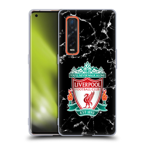 Liverpool Football Club Marble Black Crest Soft Gel Case for OPPO Find X2 Pro 5G
