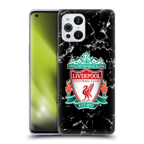 Liverpool Football Club Marble Black Crest Soft Gel Case for OPPO Find X3 / Pro