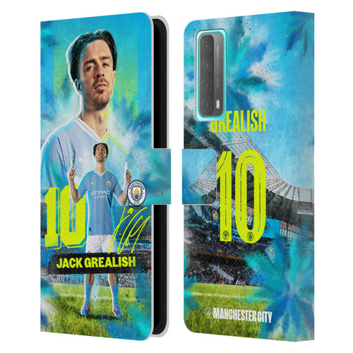 Manchester City Man City FC 2023/24 First Team Jack Grealish Leather Book Wallet Case Cover For Huawei P Smart (2021)